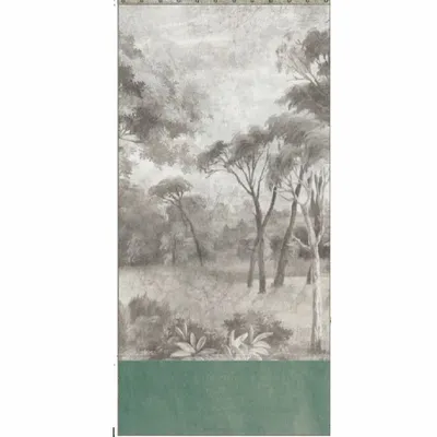 Rideaux et voilages - MANOSQUE rideau n°1 Duo en lin imprimé MONOCHROME Ananbô velours CELADON 140x280 - EN FIL D'INDIENNE...