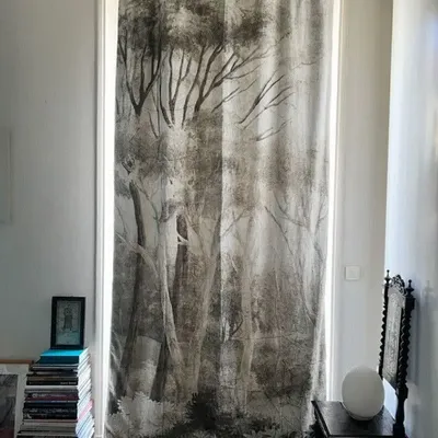 Curtains and window coverings - MANOSQUE Ananbo printed linen curtain 140x300 cm MANOSQUE ECRU - EN FIL D'INDIENNE...