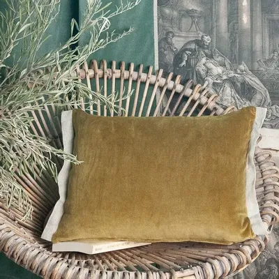 Linge de lit - MEDICIS coussin 35x50cm housse MEDICIS OLIVE - EN FIL D'INDIENNE...