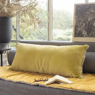 Fabric cushions - Medicis Cushion Cover 45X100 Cm Medicis Citron - EN FIL D'INDIENNE...