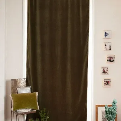 Rideaux et voilages - MEDICIS rideau occultant en velours de coton 130x280cm KAKI - EN FIL D'INDIENNE...