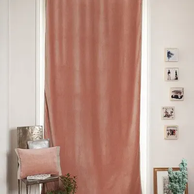 Curtains and window coverings - MEDICIS cotton velvet blackout curtain 130x280cm POWDER PINK - EN FIL D'INDIENNE...