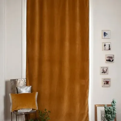 Curtains and window coverings - MEDICIS cotton velvet blackout curtain 130x280cm TOBACCO - EN FIL D'INDIENNE...
