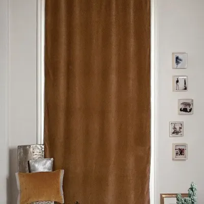 Rideaux et voilages - MEDICIS rideau occultant en velours de coton130x280cm TAUPE - EN FIL D'INDIENNE...