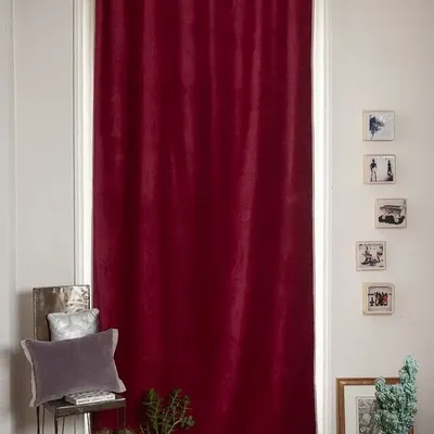 Curtains and window coverings - MEDICIS cotton velvet blackout curtain 130x280cm TERRE ROUGE - EN FIL D'INDIENNE...