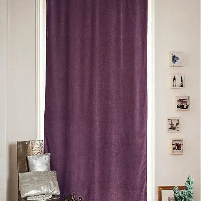 Curtains and window coverings - MEDICIS cotton velvet blackout curtain 130x280cm VIOLET - EN FIL D'INDIENNE...
