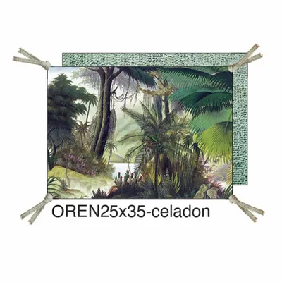 Fabric cushions - Orenoque Funda De Cojin Estampada Ananbo 25X35 Cm Orenoque Celadon - EN FIL D'INDIENNE...