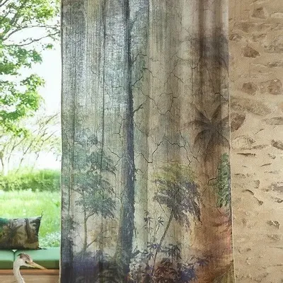 Rideaux et voilages - ORENOQUE Voilage N°2 - Panneau de droite en double voile imprimé Ananbô 140x280 - EN FIL D'INDIENNE...