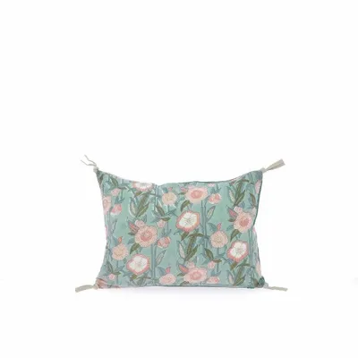 Fabric cushions - Pensee Summer Cushion Cover 25X35 Cm Pensees Coton Celadon - EN FIL D'INDIENNE...
