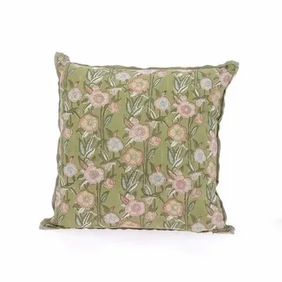 Fabric cushions - Pensee Summer Cushion Cover 45X45 Cm Pensees Coton Kaki - EN FIL D'INDIENNE...