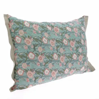 Fabric cushions - Pensee Summer Cushion Cover 50X75 Cm Pensees Coton Celadon - EN FIL D'INDIENNE...