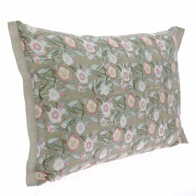Coussins textile - PENSEE Eté  Housse de coussin 50x75 cm PENSEES COTON GRIS - EN FIL D'INDIENNE...