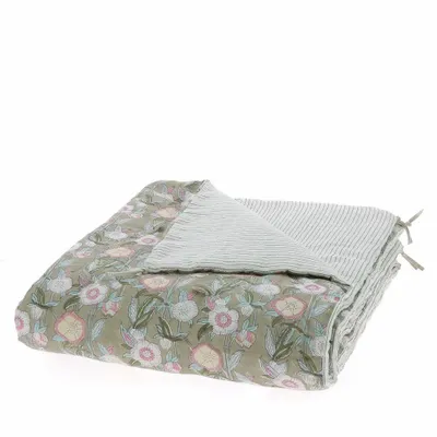 Bed linens - Pensee Summer Bed End 90X200 Cm Pensees Coton Gris - EN FIL D'INDIENNE...