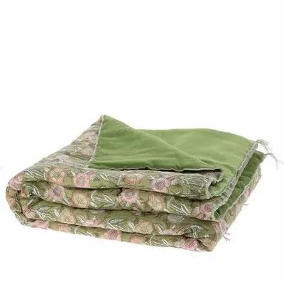 Linge de lit - PENSEE VELOURS Bout de lit 90x200 cm AVOCAT - EN FIL D'INDIENNE...