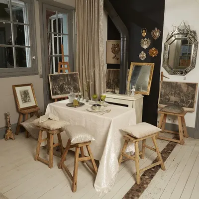 Linge de table textile - PLATINE Nappe 170x170 cm PLATINE ECRU - EN FIL D'INDIENNE...