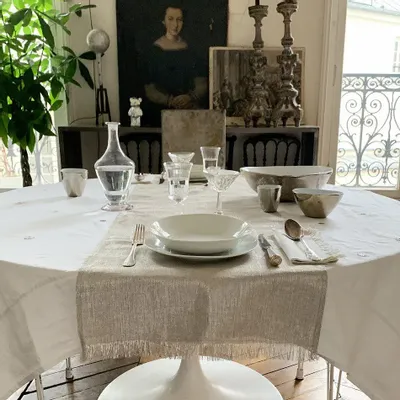 Linge de table textile - PLATINE  Chemin de table PLATINE LIN - EN FIL D'INDIENNE...