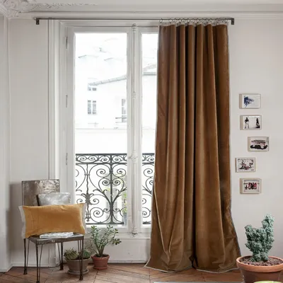 Rideaux et voilages - MEDICIS rideau occultant en velours de coton130x280cm TAUPE - EN FIL D'INDIENNE...