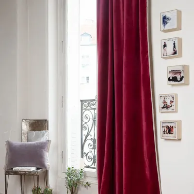 Curtains and window coverings - MEDICIS cotton velvet blackout curtain 130x280cm TERRE ROUGE - EN FIL D'INDIENNE...