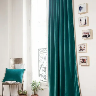 Curtains and window coverings - MEDICIS CANARD cotton velvet blackout curtain 130x280cm - EN FIL D'INDIENNE...
