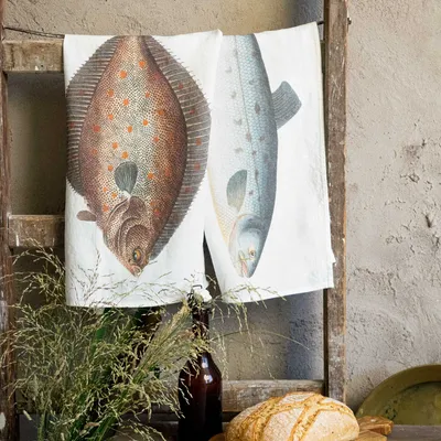 Épicerie fine - SALMON & TURBOT  ǀ  Torchons en 100% lin lavé - LINOROOM 100% LINEN TEXTILES
