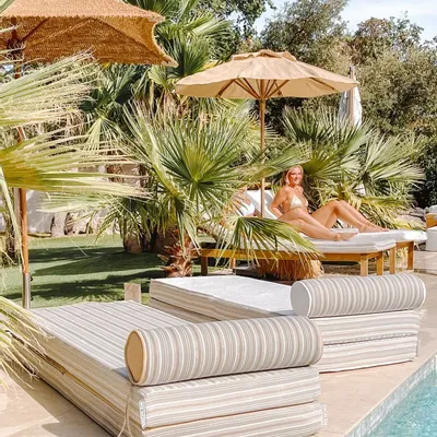 Transats - Matelas extérieur réversible recto rayé & verso blanc - MX HOME