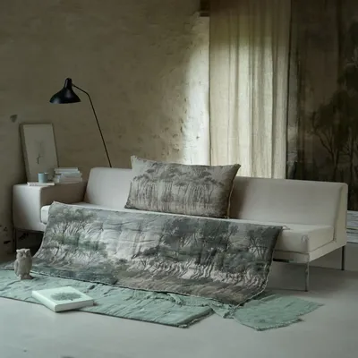 Plaids - MANOSQUE Chemin de Lit 90x200 cm imprimé Ananbô CELADON - EN FIL D'INDIENNE...