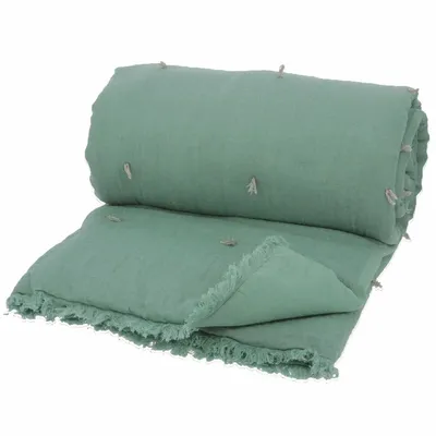Throw blankets - Etamine Quilt 140X240 Cm Etamine 2 Celadon - EN FIL D'INDIENNE...
