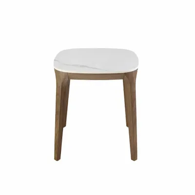 Coffee tables - Porcelain marble and walnut square corner table - ANGEL CERDÁ