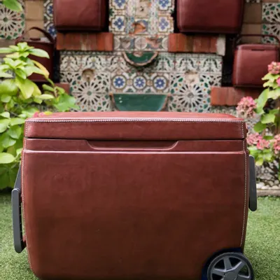 Barbecues - Glacière sur roulettes recouverte de cuir - SOL & LUNA