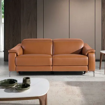 Sofas - 3 seater relax sofa in brown leather - ANGEL CERDÁ