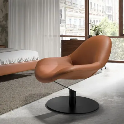 Armchairs - Brown leatherette swivel armchair - ANGEL CERDÁ