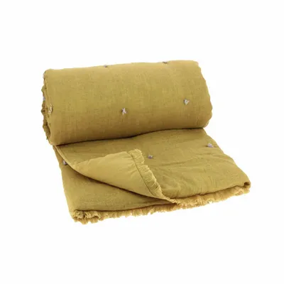 Plaids - ETAMINE Bout de lit 90x200 cm ETAMINE 2 OCRE - EN FIL D'INDIENNE...
