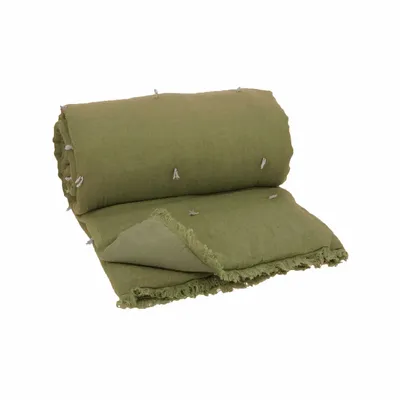 Plaids - ETAMINE Bout de lit 90x200 cm ETAMINE 2 KAKI - EN FIL D'INDIENNE...