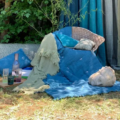 Linge de lit - ETAMINE Bout de lit 90x200 cm ETAMINE 2 INDIGO - EN FIL D'INDIENNE...