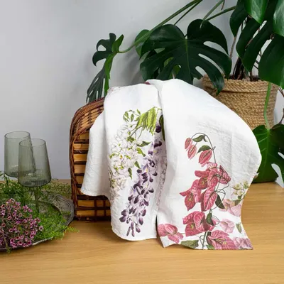 Kitchen linens - BOUGAINVILLEA & WISTERIA ǀ 100% Linen Kitchen Towels - LINOROOM 100% LINEN TEXTILES