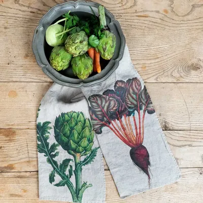 Linge d'office - ARTICHAUT & BETTERAVE  ǀ  Torchons en 100% lin lavé - LINOROOM 100% LINEN TEXTILES