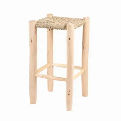 Tabourets - Tabouret haut tressé en corde et bois d'eucalyptus - MATOU - HYDILE