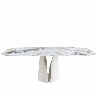 Dining Tables - Oval Barrel porcelain marble dining table - ANGEL CERDÁ