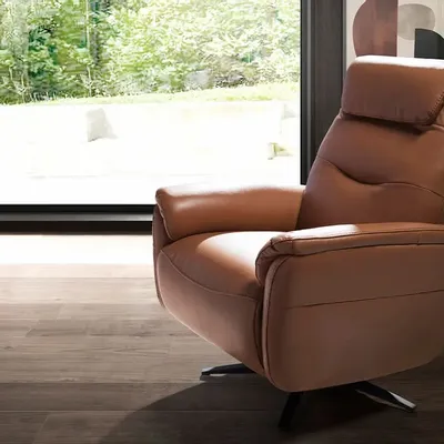 Armchairs - Brown leather swivel armchair - ANGEL CERDÁ