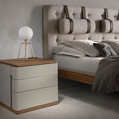 Tables de nuit - Table de chevet en bois gris et noyer - ANGEL CERDÁ