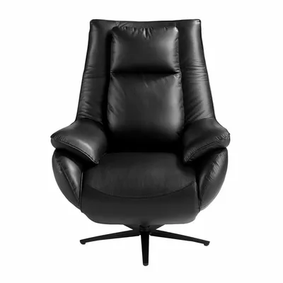 Fauteuils - Fauteuil pivotant en cuir noir - ANGEL CERDÁ