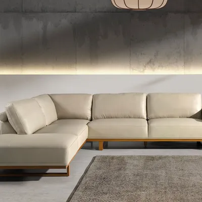 Sofas - Corner sofa left sand leather - ANGEL CERDÁ