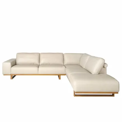 Sofas - Right corner sofa in sand leather - ANGEL CERDÁ
