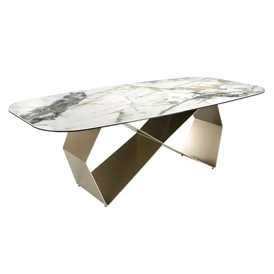 Tables Salle à Manger - Table de salle à manger rectangulaire en marbre porcelaine et acier co - ANGEL CERDÁ