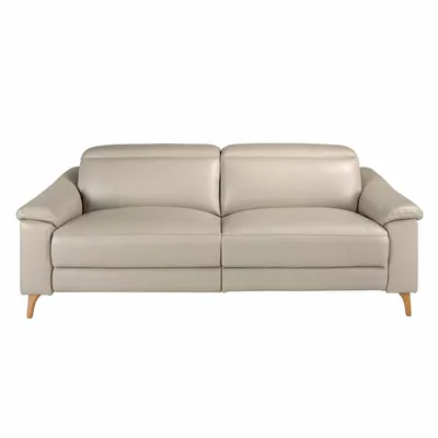 Sofas - 3 seater relax sofa in taupe grey leather - ANGEL CERDÁ
