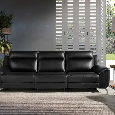 Sofas - 3 seater leather relax sofa black - ANGEL CERDÁ