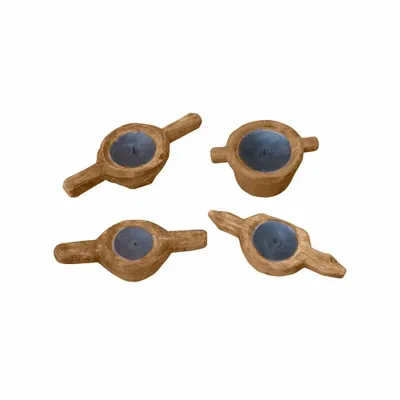 Unique pieces - ANTIQUE WOODEN CANDLE HOLDER 4 ASSORTED - ITEM HOME BY ITEM INTERNATIONAL