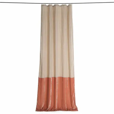 Rideaux et voilages - FORTUNA DUO Rideau en velours de soie et en lin 140x300 cm PECHE - EN FIL D'INDIENNE...