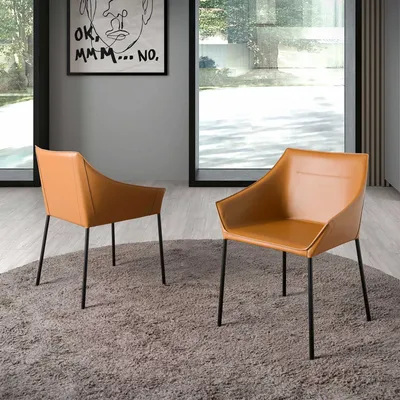 Chaises - Chaise en simili cuir marron - ANGEL CERDÁ