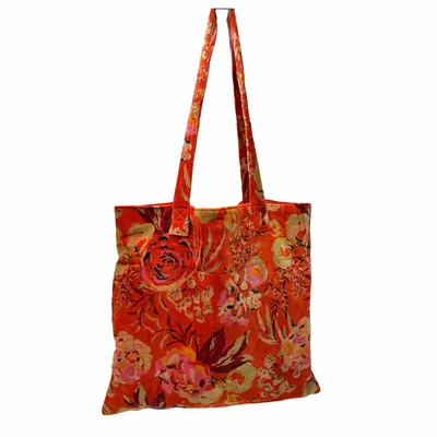 Tissus - Sac Shopping Fleur 21X12CM velours - WAX DESIGN - BARCELONA